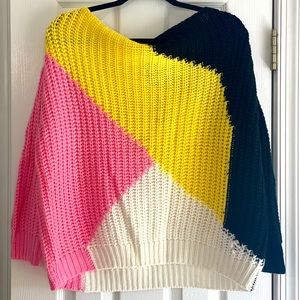 Slash Neck Multi-colored Sweater